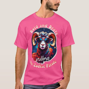 Camiseta Engraçado Aries Zodiac Sinal Bold e bravo governan