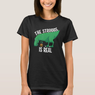 Camiseta Engraçado Arte de Hambúrguer T-rex Legal A Luta É
