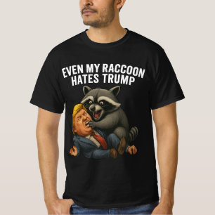 Camiseta Engraçado Até Meu Mapache Odeia Trump 2025 Anti-Tr
