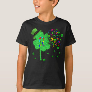 Camiseta Engraçado Autismo Dia de São Patrício Clover Lepre