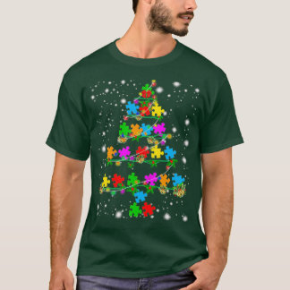 Camiseta Engraçado Autismo Encantamento de Árvore de Natal 