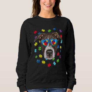 Camiseta Engraçado Autismo Pitbull Cachorro Quebra-cabeça Ó