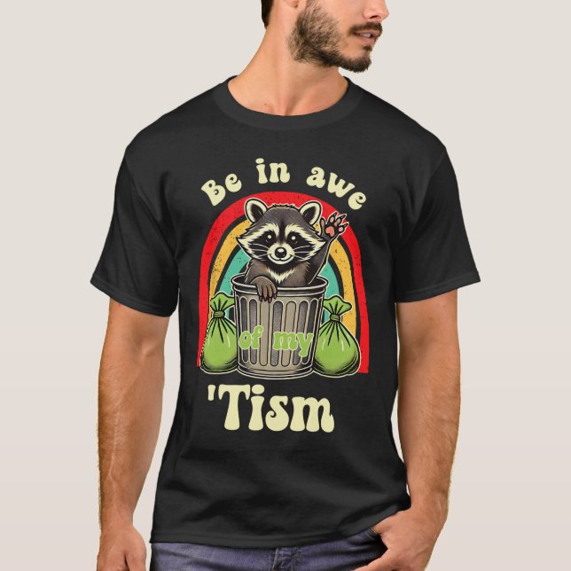 Camiseta Engraçado Autismo Raccoon Consciente (Frente)