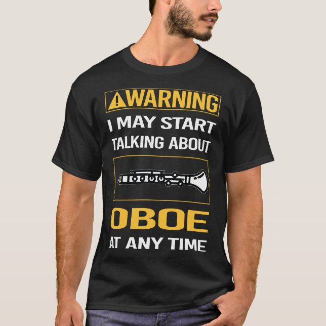 Camiseta Engraçado Aviso Oboe (Frente)