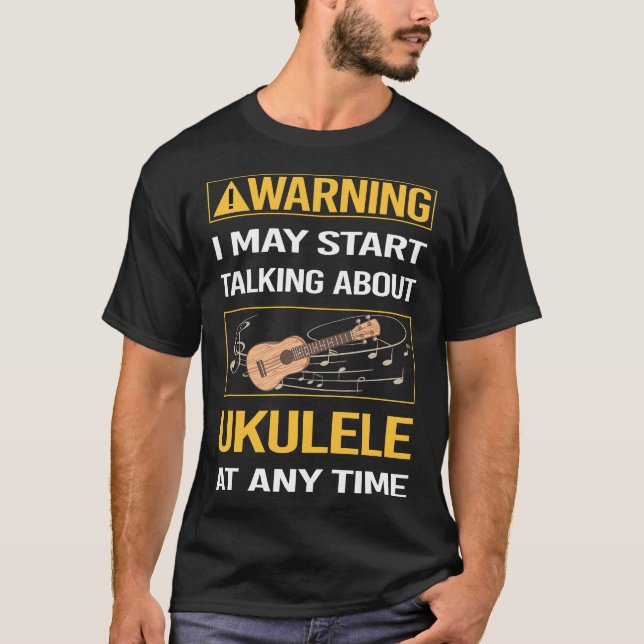 Camiseta Engraçado Aviso Ukulele (Frente)