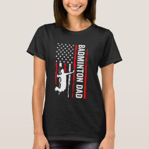 Camiseta Engraçado Badminton Pai de bandeira americana para