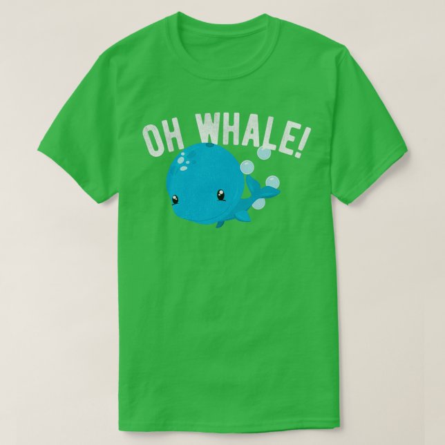 Camiseta Engraçado, Baleia Animal Pun Humor Illustração Rom (Frente do Design)