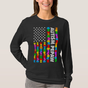 Camiseta Engraçado bandeira americana Autismo Pepaw Autismo