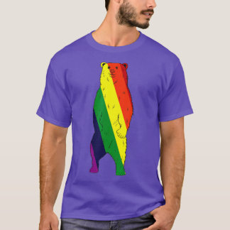 Camiseta Engraçado Bandeira Arco-Íris Gay Urso LGBT Orgulho