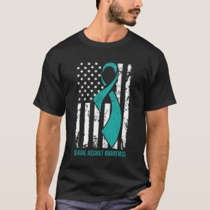 Camiseta Engraçado Bandeira dos EUA Homens do Teal Ribbon 