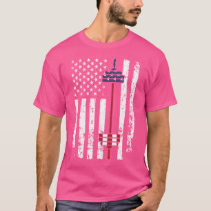 Camiseta Engraçado Barbell Art Barbell Flag Pesando Fitne