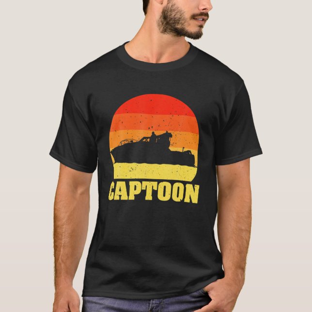 Camiseta Engraçado Barco Captoon Pontoon Tritoon Capitão Po (Frente)