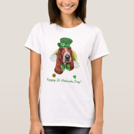 Camiseta Engraçado Basset Hound Ouro Dia de São Patrício