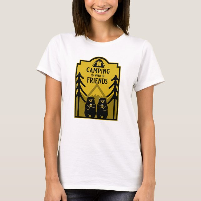 Camiseta Engraçado Bear Camp Adventure Canadá (Frente)