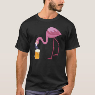 Camiseta Engraçado Bebendo Flamingo Beer Summer Gag