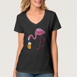 Camiseta Engraçado Bebendo Flamingo Beer Summer Gag