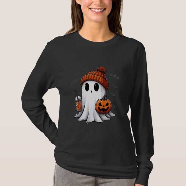 Camiseta Engraçado Bebendo Ghost Coffee Lovers Spooky (Frente)