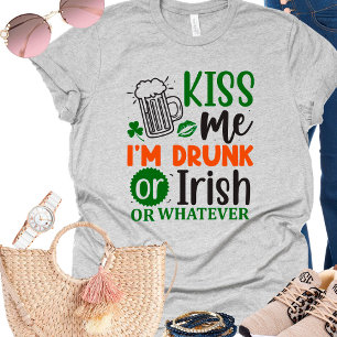 Camiseta Engraçado Bebendo Irlandês Beija-Me Dia de São Pat