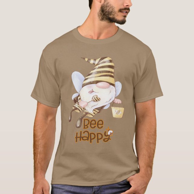 Camiseta Engraçado Bee Gnomo com Pail of Honey (Frente)