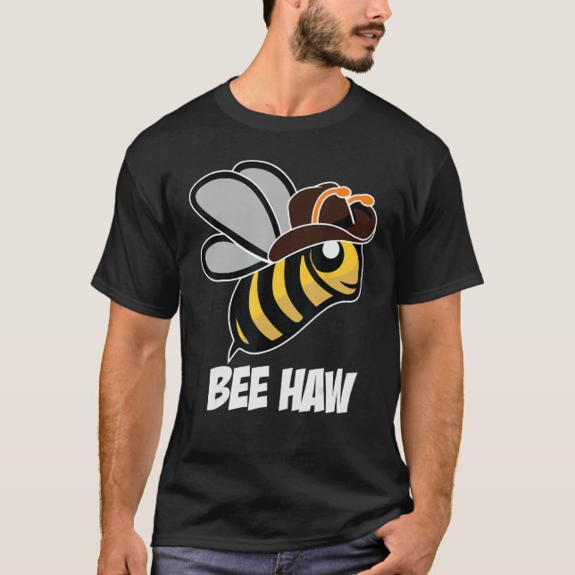 Camiseta Engraçado Bee Haw Bumble Bee Graphic Cowboy Hat (Frente)