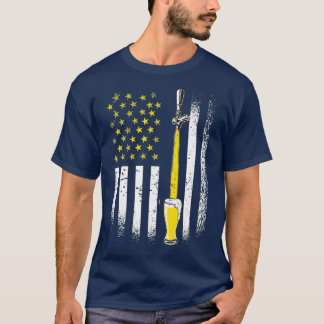 Camiseta Engraçado Beer Tap American Flag Bebendo Gift For