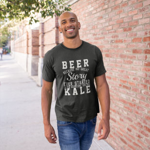 Camiseta Engraçado Beer Versus Kale Wisdom Cita Texto Worda