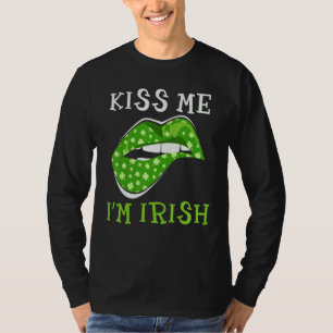 Camiseta Engraçado Beije-Me Eu Sou Lábios Irlandês Rua Patr