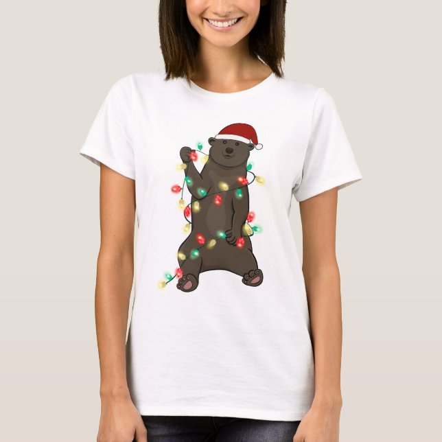 Camiseta Engraçado Belo Urso de Natal (Frente)