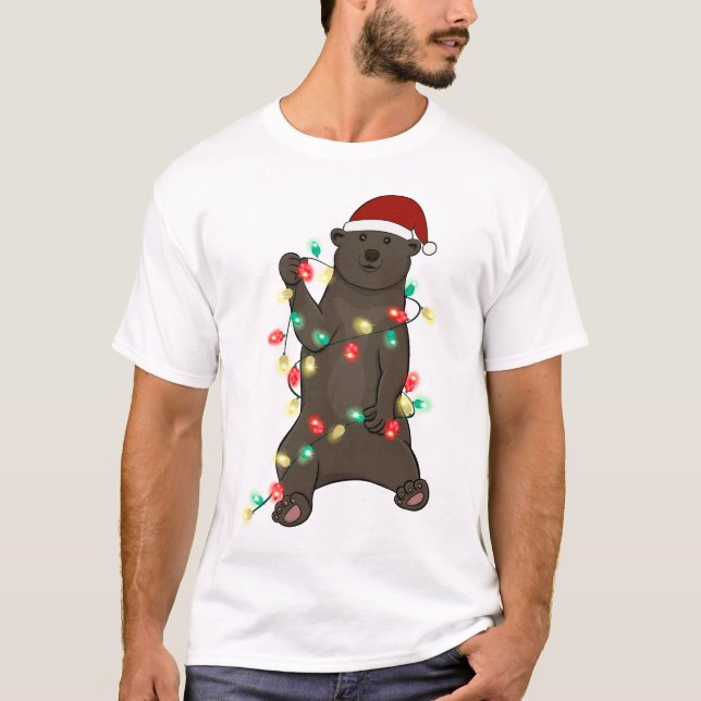 Camiseta Engraçado Belo Urso de Natal (Frente)