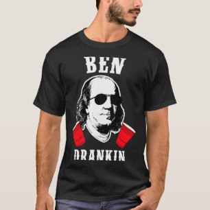 Camiseta Engraçado Ben bebendo 4 de julho aviador americano