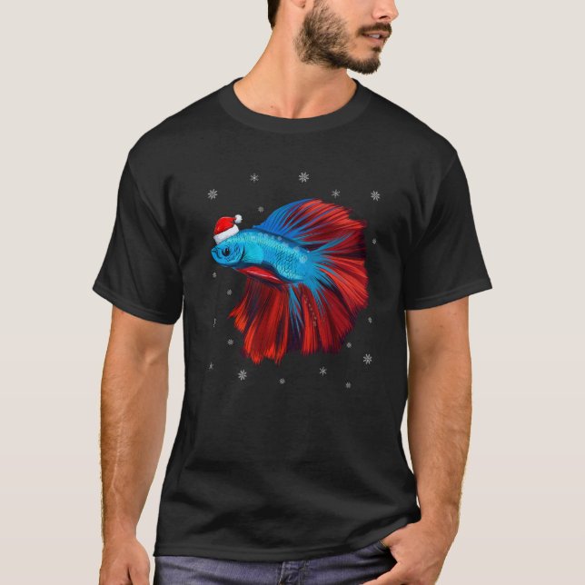 Camiseta Engraçado Betta Fish Xmas Lighting Reindeer Betta (Frente)