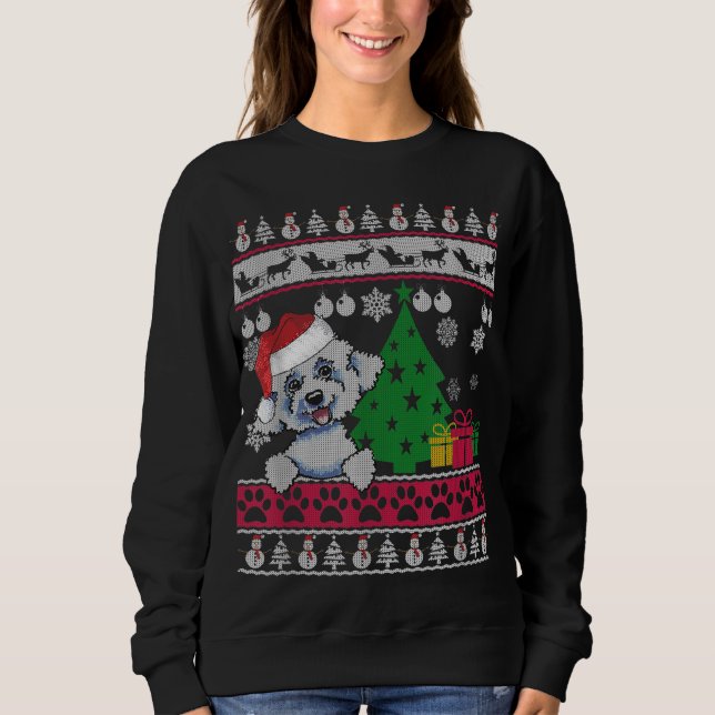 Camiseta Engraçado Bichon Frise Natal Fez Amor A Cachorro F (Frente)
