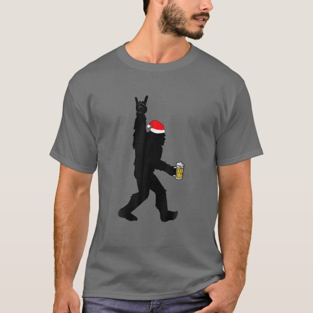 Camiseta Engraçado Bigfoot Papais noeis de Natal (Frente)