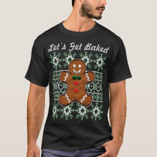 Camiseta Engraçado Biscoito de Natal Gingerbird Homem Vamos