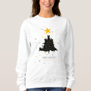 Camiseta Engraçado Black Cat Árvore de Natal