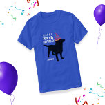 Camiseta Engraçado Black Lab Personalizado Idade e Nome Ani<br><div class="desc">A camiseta de aniversário personalizada perfeita para amantes de cachorros - design apresenta uma silhueta de cachorro labrador preto vestindo um chapéu de festa de aniversário. Adicione seu próprio texto - "Feliz ??dia de aniversário" e o nome da pessoa de aniversário. Design bonito, festivo e divertido para quem ama cachorros...</div>