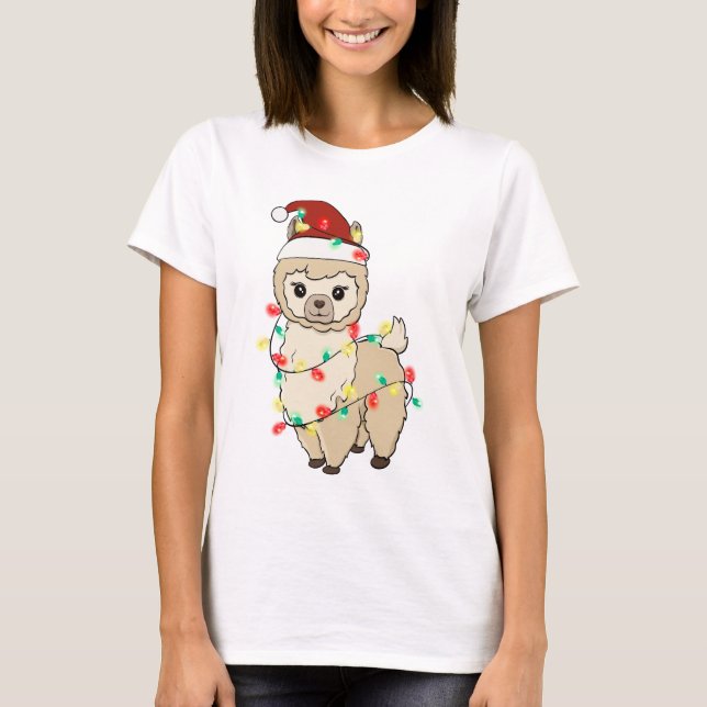 Camiseta Engraçado Bom Natal Llama (Frente)