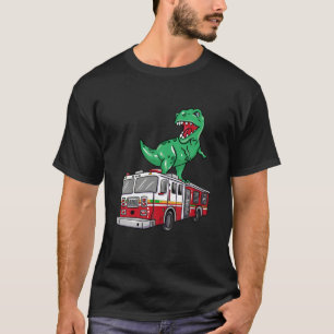 Camiseta Engraçado Bombeiro Dinossaur Lover no Firecaminhão