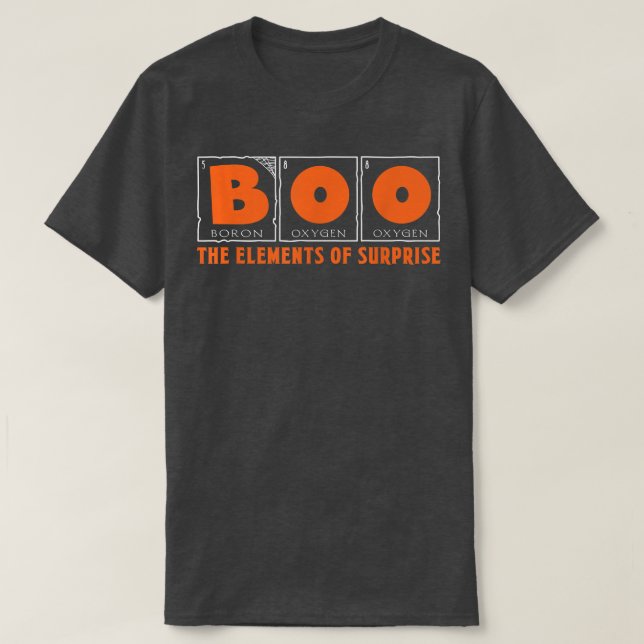 Camiseta Engraçado Boo Elements of Surprise Science Teacher (Frente do Design)