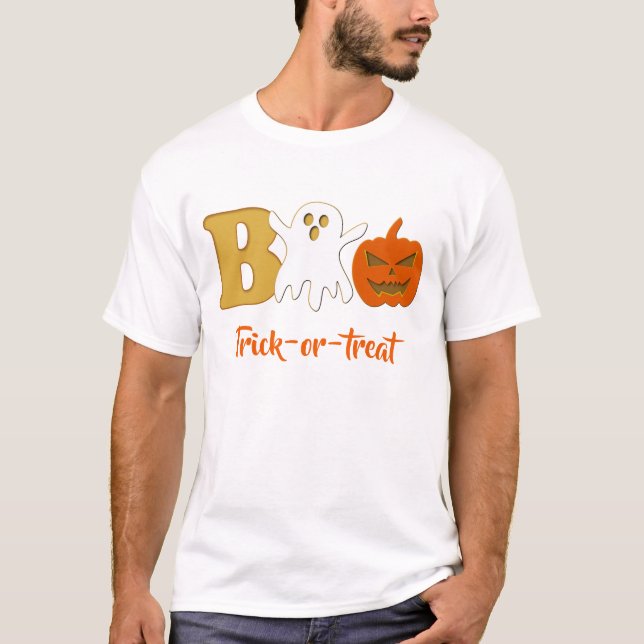 Camiseta Engraçado Boo Halloween (Frente)