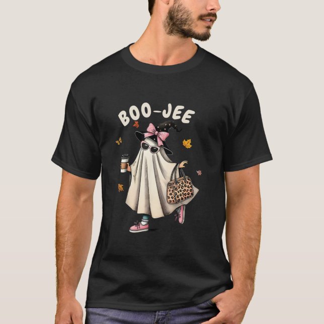 Camiseta Engraçado Boo Jee Ghost halloween boo jee ghost sp (Frente)