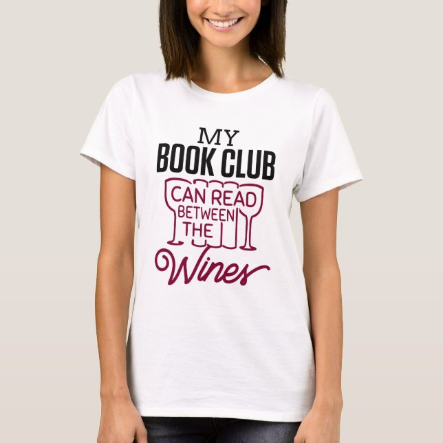 Camiseta Engraçado Book Club Wine (Frente)