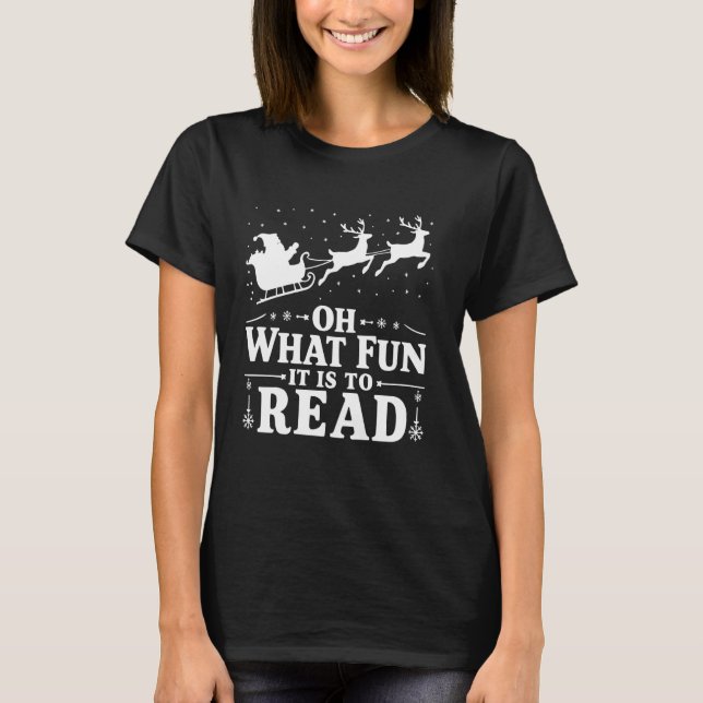 Camiseta Engraçado Bookworm Santa Claus Leitura Xmas (Frente)