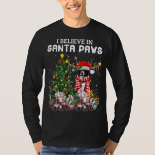 Camiseta Engraçado Borda Collie Cachorro Árvore de Natal P
