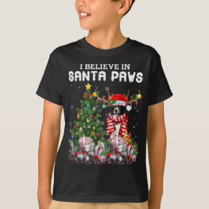 Camiseta Engraçado Borda Collie Cachorro Árvore de Natal P