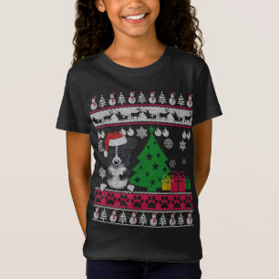 Camiseta Engraçado Borda Collie Natal Feio Cachorro Louco L