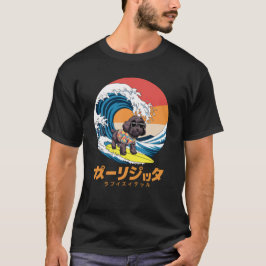 Camiseta Engraçado Bordoodle Japonês Kanagawa Cão-Onda