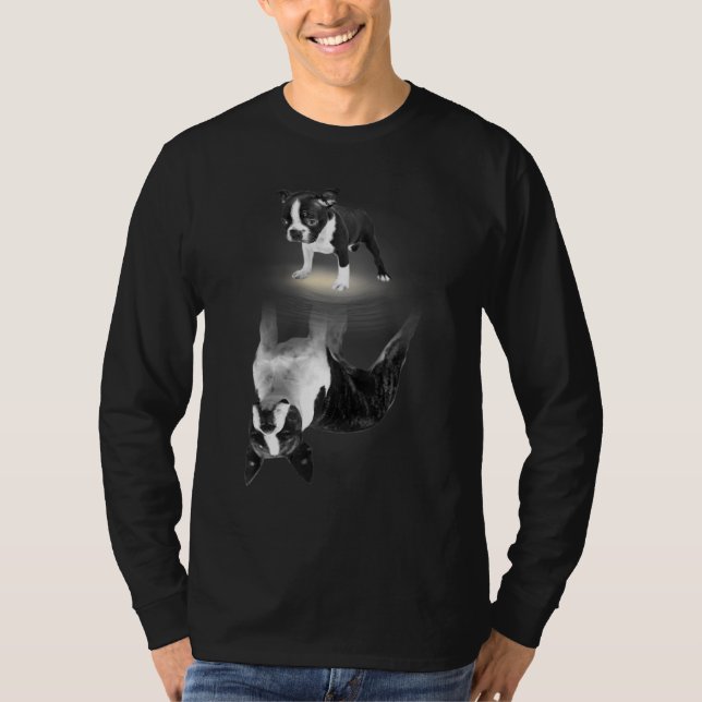 Camiseta Engraçado Bostie Mãe Por Boston Terrier Dogs (Frente)