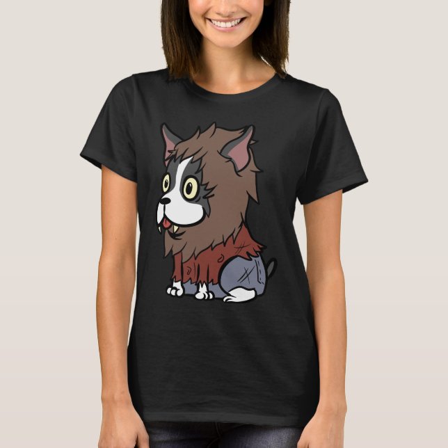 Camiseta Engraçado Boston Terrier Assustador Werewolf Figur (Frente)