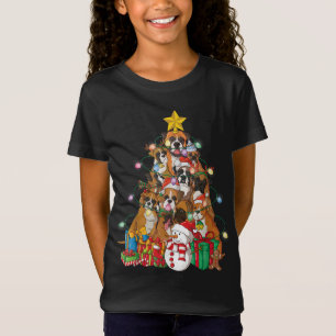 Camiseta Engraçado Boxer de Natal Papais noeis de Cachorro 